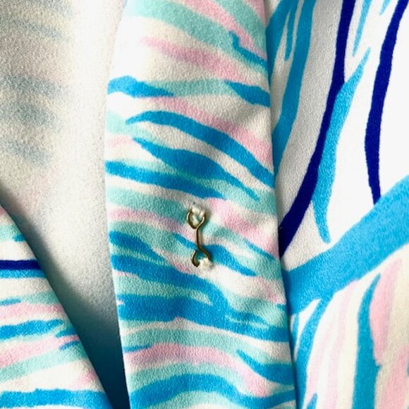 Lilly Pulitzer Blue Ocean Winona Swing Dress Size Large - Picture 7 of 9